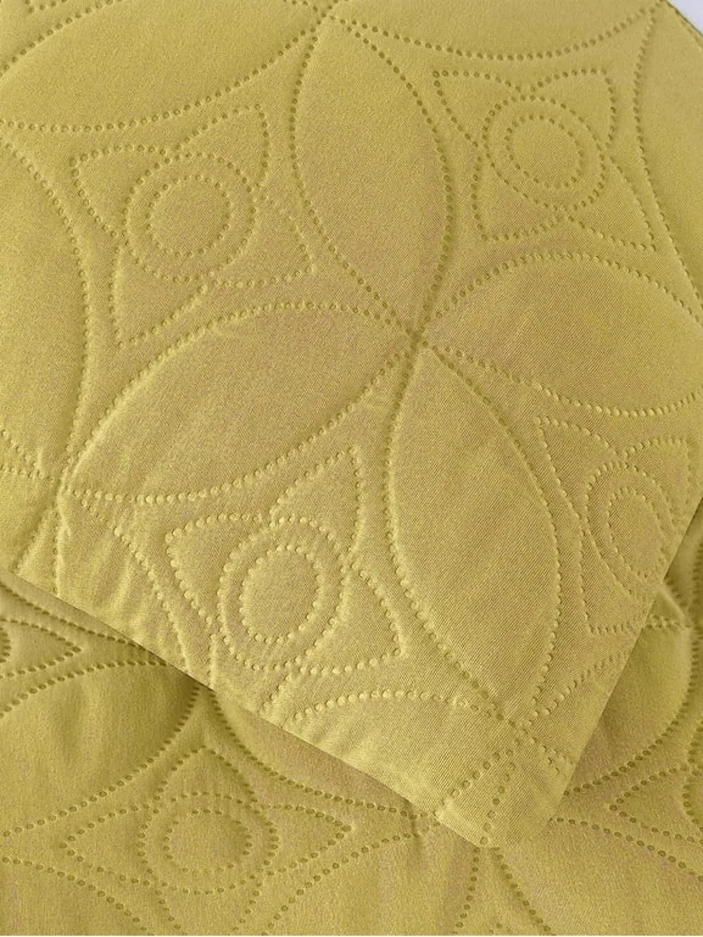 Gray and Yellow Quilted Queen 3 piece Comforter Set